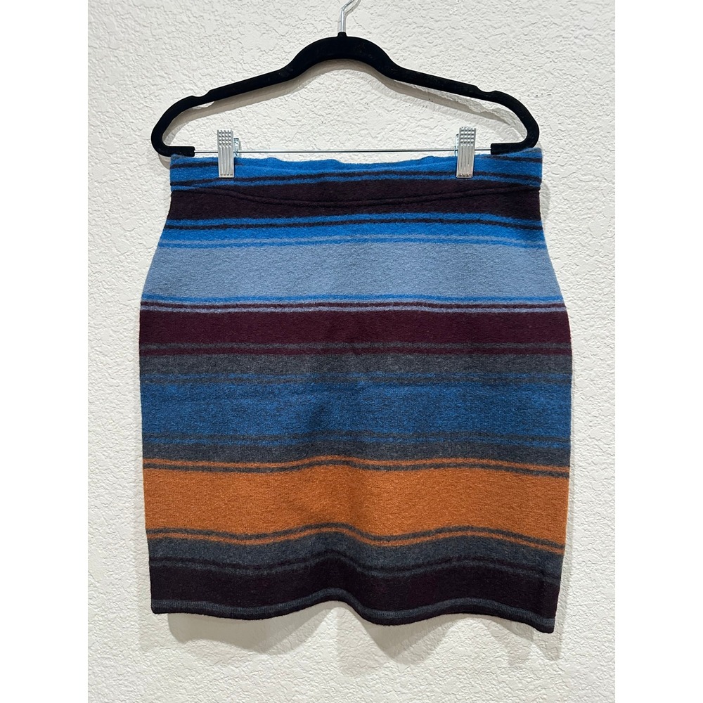 Toad&Co Evangelina Sweater Skirt Blue Multi Stripe 100% Wool NWT Size Medium
